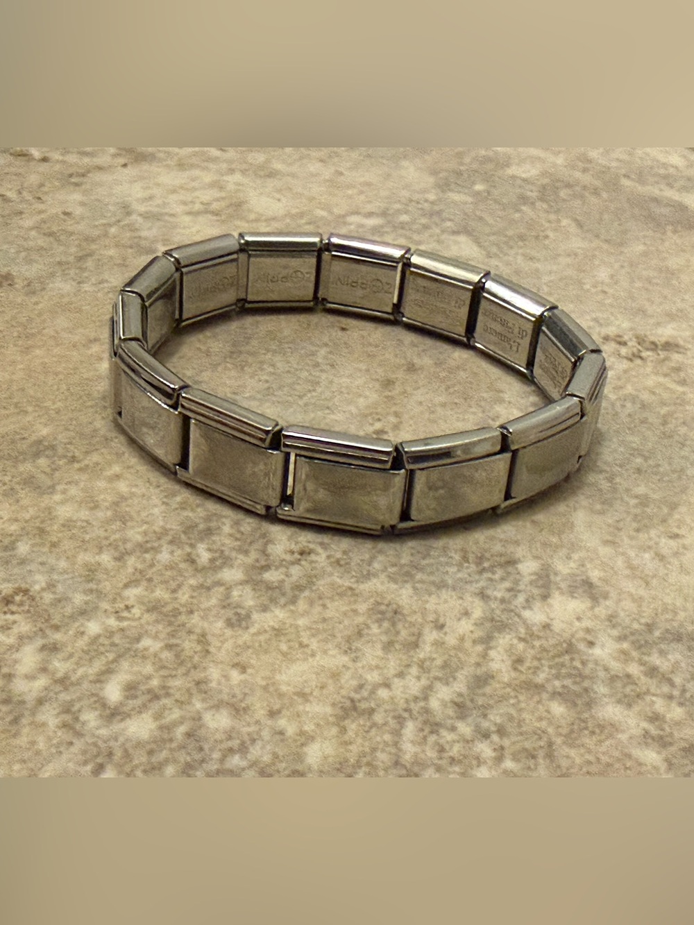Classic Stainless Stretch Link Charm Bracelet - Silver Tone
